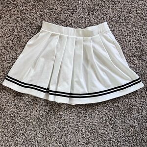 Wild Fable White Pleated Skater Skirt Black Stripe Tennis Style